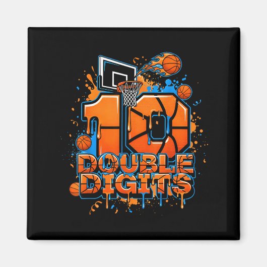 Double Digits Birthday 10 Year Old Boy Basketball Magnet (Vorne)