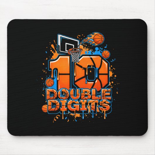 Double Digits Birthday 10 Year Old Boy Basketball Mousepad (Vorne)