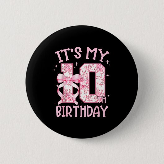 Double Digits Birthday Girl 10th Birthday Coquette Button (Vorderseite)