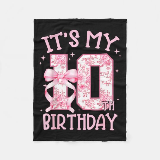 Double Digits Birthday Girl 10th Birthday Coquette Fleecedecke (Vorderseite)