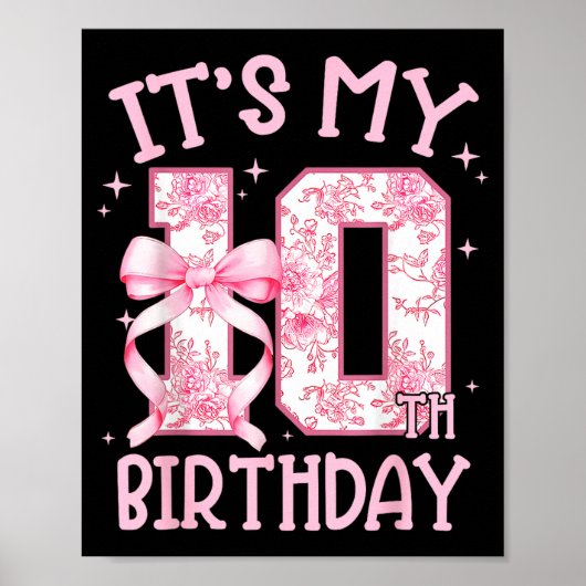 Double Digits Birthday Girl 10th Birthday Coquette Poster (Vorne)