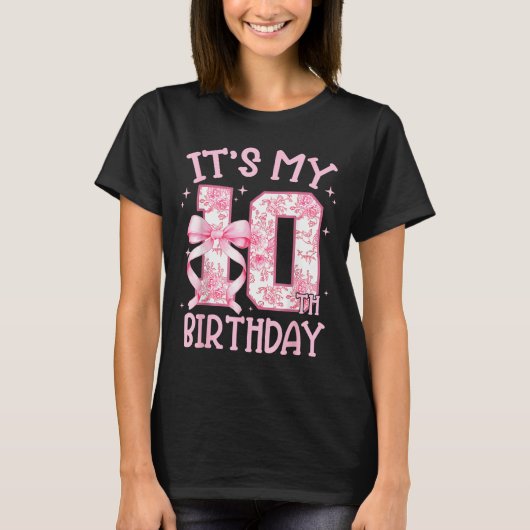Double Digits Birthday Girl 10th Birthday Coquette T-Shirt (Vorderseite)