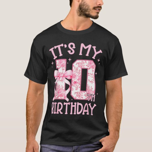 Double Digits Birthday Girl 10th Birthday Coquette T-Shirt (Vorderseite)