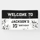 Double Digits Black Grunge 10th Birthday Welcome Banner (Horizontal)