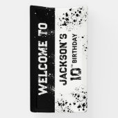 Double Digits Black Grunge 10th Birthday Welcome Banner (Vertikal)
