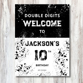 Double Digits Boys 10th Birthday Welcome Sign Poster