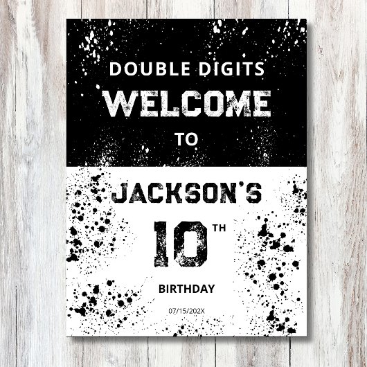 Double Digits Boys 10th Birthday Welcome Sign Poster