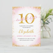 Double Digits Girl 10. Geburtstag  Einladung (Stehend Vorderseite)