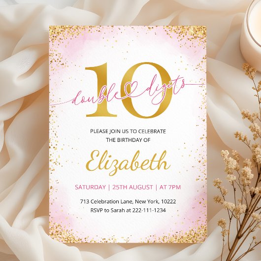 Double Digits Girl 10th Birthday  Einladung