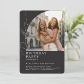 Double Dual Joint Celebration Photo Birthday Party Einladung (Stehend Vorderseite)