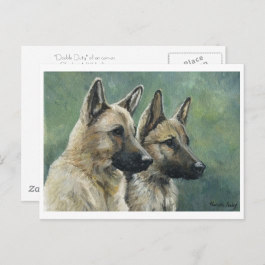 "Double Duty" deutsche Shepherd Art Postkarten (Vorne/Hinten)