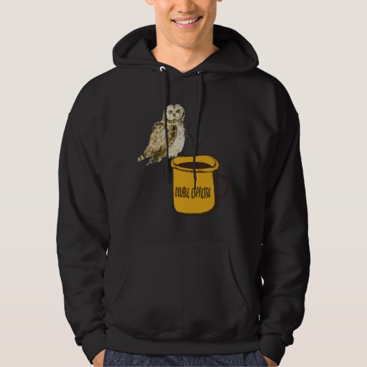 Double Espresso Coffee Niedlich Funny Owl Vogelbeo Hoodie (Vorderseite)