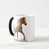 Double Exposure Horse Mug–Forest and Freedom Verwandlungstasse (Vorderseite Links)