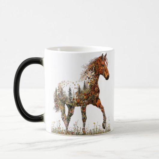 Double Exposure Horse Mug–Forest and Freedom Verwandlungstasse (Links)