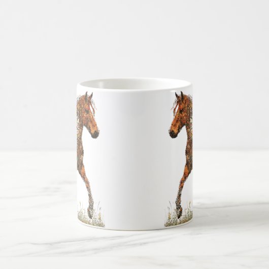 Double Exposure Horse Mug–Forest and Freedom Verwandlungstasse (Mittel)