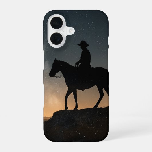 Double Exposure Phone Case - Lone Rider Starry Sky iPhone 16 Hülle (Rückseite)