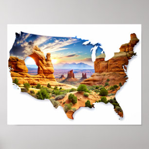 Double Exposure USA Karte und Grand Canyon Poster