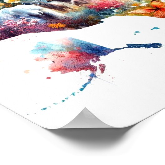 Double Exposure USA Map and Animals Poster (Ecke)