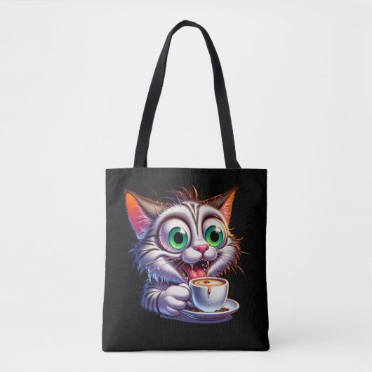 Double Expresso Cat Cartoon Tasche (Vorderseite)