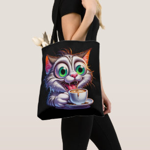 Double Expresso Cat Cartoon Tasche