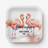 Double Flamingo Family Wiedersehen Party Essential Pappteller (Vorderseite)