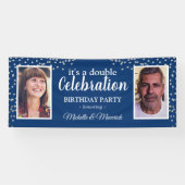 Double Foto 2 Person Birthday Party Banner (Horizontal)