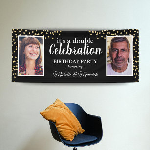 Double Foto 2 Person Birthday Party Banner