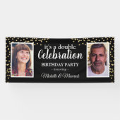 Double Foto 2 Person Birthday Party Banner (Horizontal)