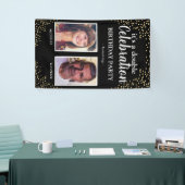 Double Foto Black Gold Geburtstagsparty Banner (Messeveranstaltung)