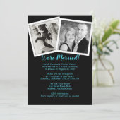 Double Foto Newlywings Verheirateter Empfang Einla Einladung (Stehend Vorderseite)