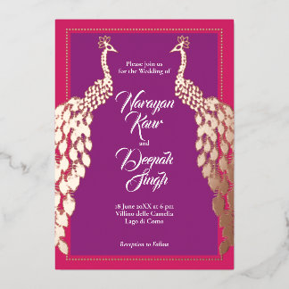 Double Gold Peacocks Folieneinladung