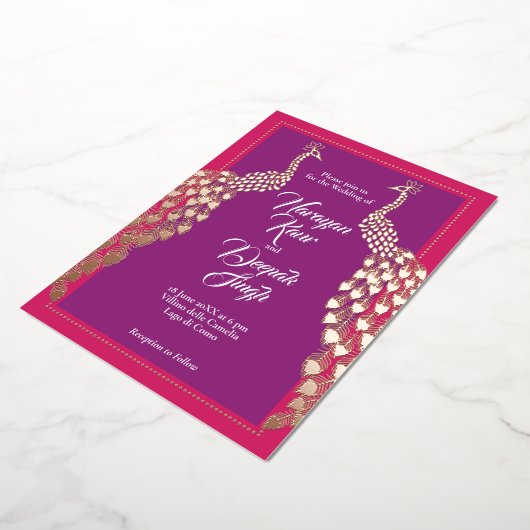 Double Gold Peacocks Folieneinladung (Gedreht)