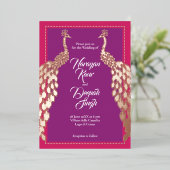 Double Gold Peacocks Folieneinladung (Stehend vorne)