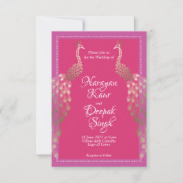 Double Gold Peacocks Indianer Einladung