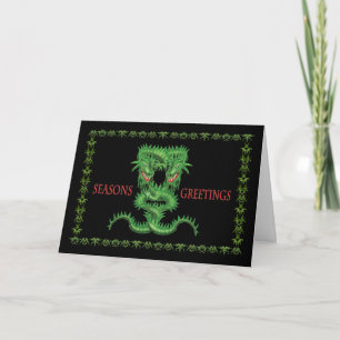 Double Green Dragon Weihnachtskarte Feiertagskarte