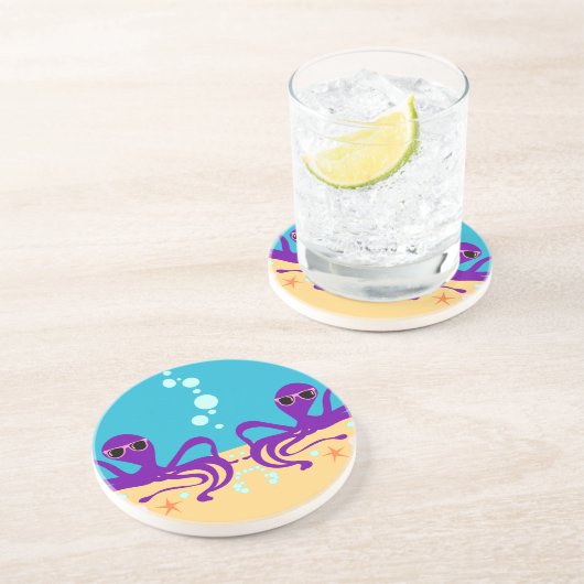 Double Groovy Octopus Getränkeuntersetzer (Seite)