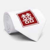 Double Happiness Chinese Wedding Oriental Zen Tie Krawatte (Gerollt)