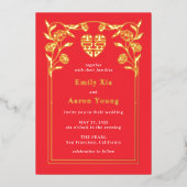 Double Happiness FOIL Chinese Weditation Folieneinladung (Vorderseite)