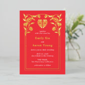 Double Happiness FOIL Chinese Weditation Folieneinladung (Stehend vorne)