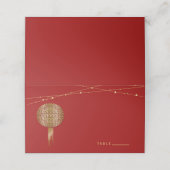 Double Happiness Golden Lanterns Chinese Wedding Platzkarte (Außenseite Aufgefaltet)