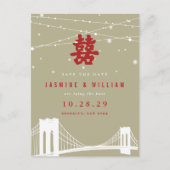 Double Happiness Lights N.Y. chinesisch Save the D Ankündigungspostkarte (Vorderseite)