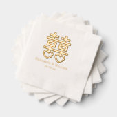 Double Happiness Symbol #3 Hrt Wedding Names Date Servietten Mit Folie (Insitu (Gestapelt))