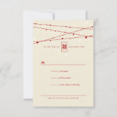 Double Happy Fairy Lights Chinese Wedding RSVP Karte (Vorderseite)