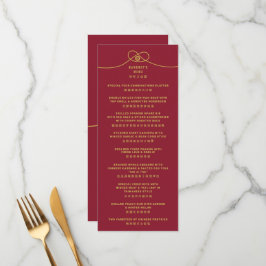 Double Happy Knot Chinese Wedding Menu Card Menükarte
