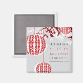 Double Happy Lanterns Zen Bamboo Save the Date Magnet (Vorderseite/Rückseite)