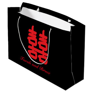 Double Happy Red Black Liebe Personalisieren Große Geschenktüte