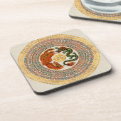 Double Happy Symbol mit Phoenix und Dragon Getränkeuntersetzer (Linke Seite)