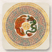 Double Happy Symbol mit Phoenix und Dragon Getränkeuntersetzer (Vorderseite)