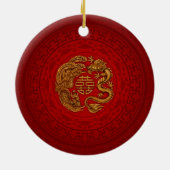 Double Happy Symbol mit Phoenix und Dragon Keramik Ornament (Hinten)