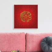 Double Happy Symbol mit Phoenix und Dragon Leinwanddruck (Insitu (Wohnzimmer))